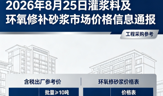 宜春2026年8月25日灌浆料及环氧修补砂浆市场价格信息通报